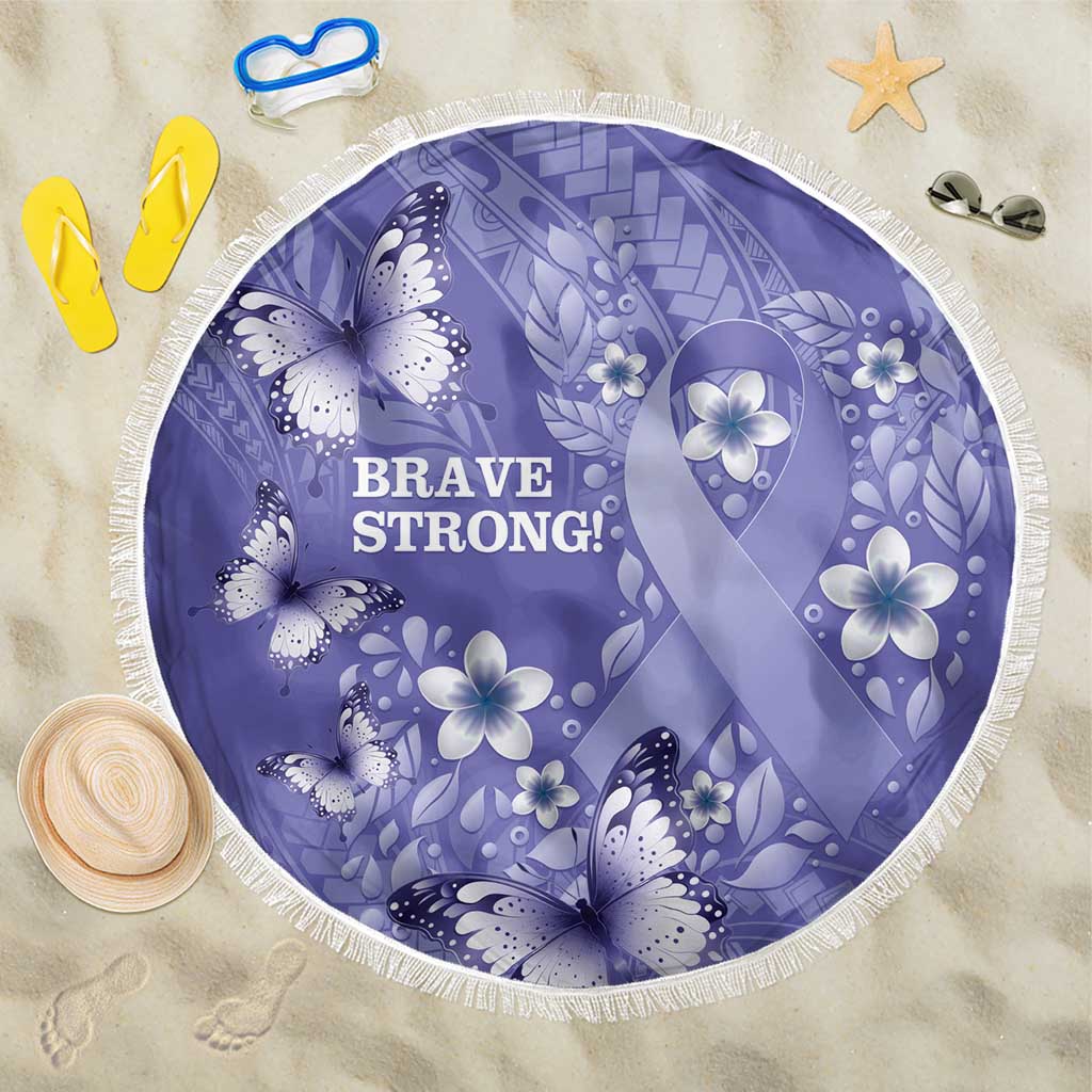 Polynesia Stomach Cancer Awareness Beach Blanket Periwinkle Ribbon Brave Strong! LT14 One Size 150cm Periwinkle - Polynesian Pride