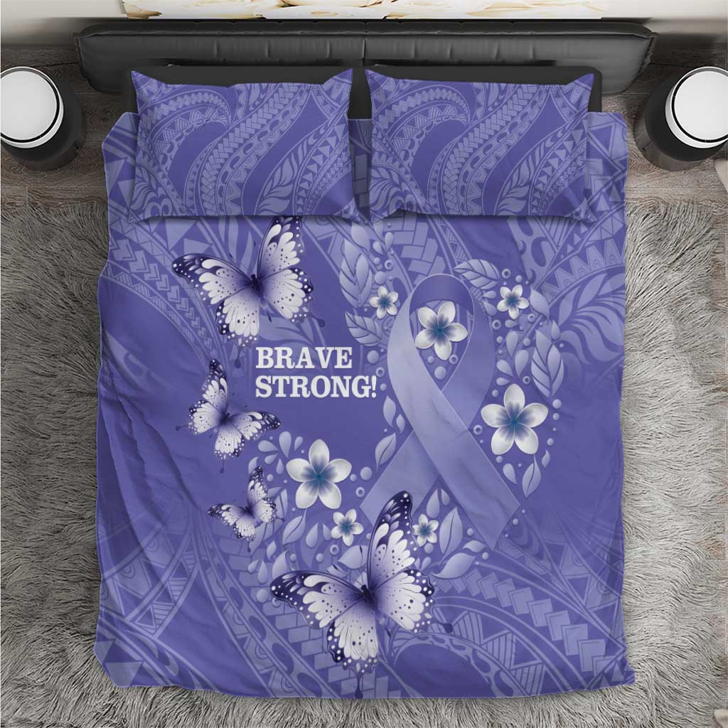 Polynesia Stomach Cancer Awareness Bedding Set Periwinkle Ribbon Brave Strong!