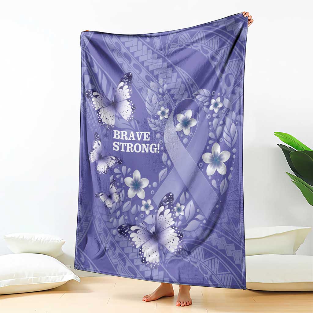 Polynesia Stomach Cancer Awareness Blanket Periwinkle Ribbon Brave Strong! LT14 - Polynesian Pride