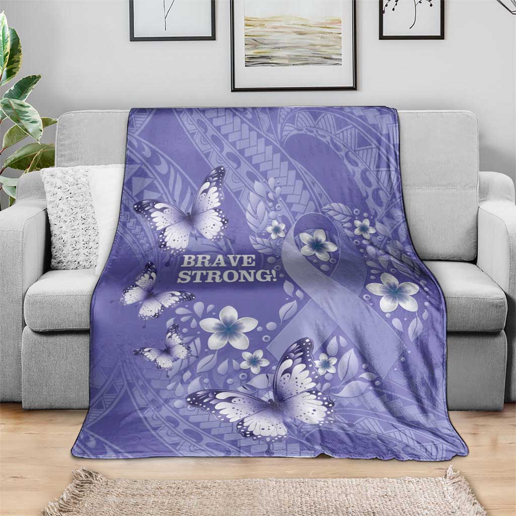 Polynesia Stomach Cancer Awareness Blanket Periwinkle Ribbon Brave Strong! LT14 - Polynesian Pride