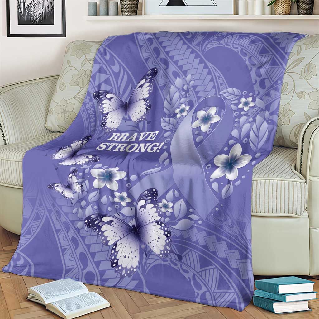 Polynesia Stomach Cancer Awareness Blanket Periwinkle Ribbon Brave Strong! LT14 - Polynesian Pride