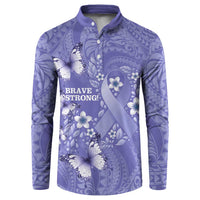 Polynesia Stomach Cancer Awareness Button Sweatshirt Periwinkle Ribbon Brave Strong! LT14 Periwinkle - Polynesian Pride