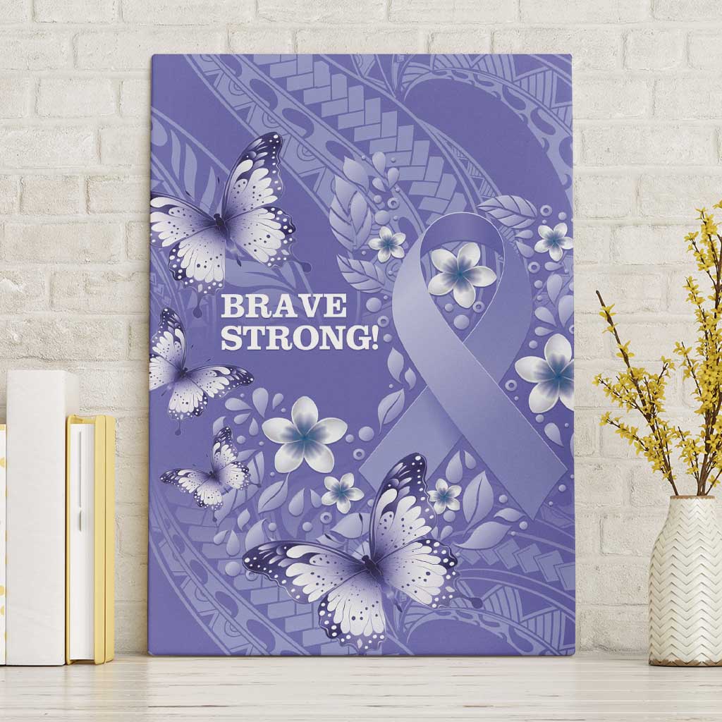 Polynesia Stomach Cancer Awareness Canvas Wall Art Periwinkle Ribbon Brave Strong!