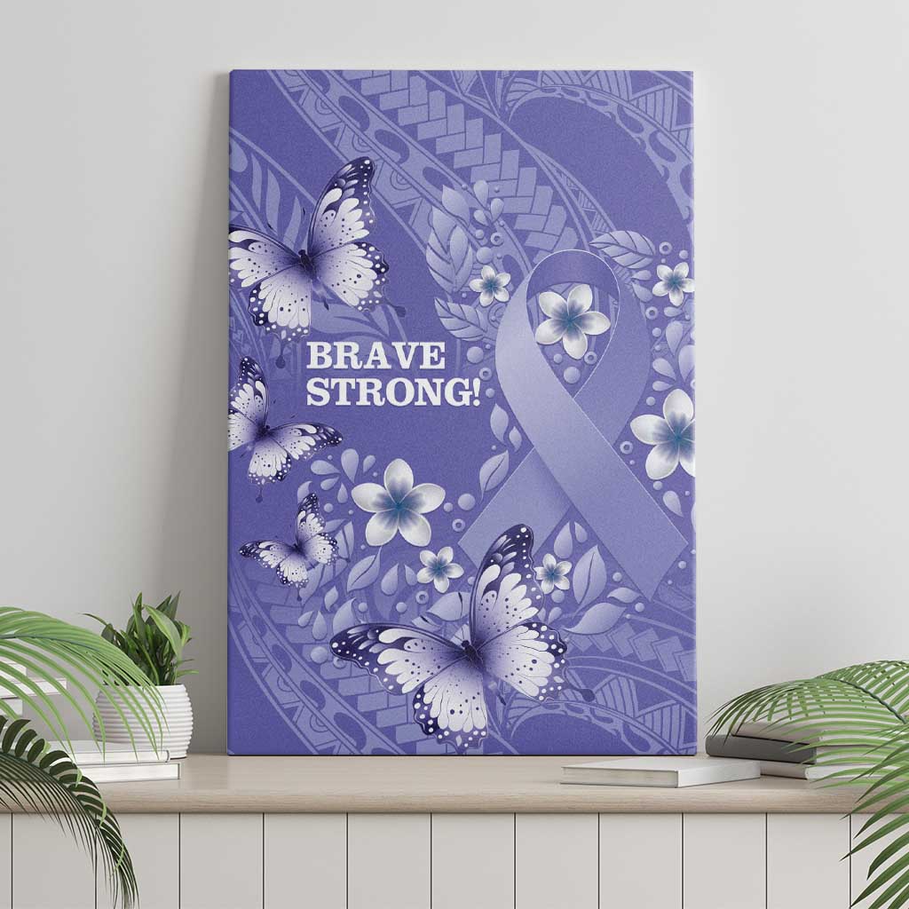 Polynesia Stomach Cancer Awareness Canvas Wall Art Periwinkle Ribbon Brave Strong! LT14 - Polynesian Pride