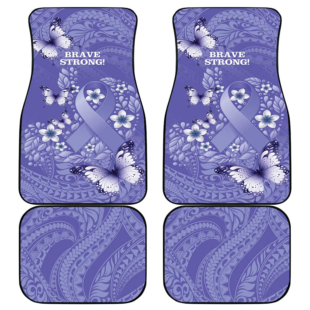 Polynesia Stomach Cancer Awareness Car Mats Periwinkle Ribbon Brave Strong! LT14 - Polynesian Pride