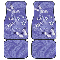 Polynesia Stomach Cancer Awareness Car Mats Periwinkle Ribbon Brave Strong! LT14 - Polynesian Pride