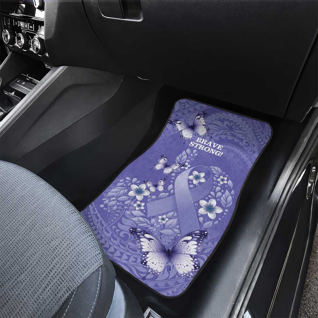 Polynesia Stomach Cancer Awareness Car Mats Periwinkle Ribbon Brave Strong! LT14 - Polynesian Pride