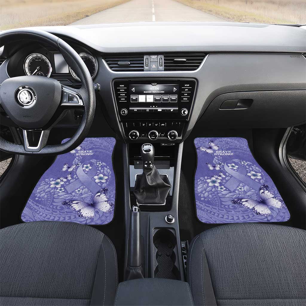 Polynesia Stomach Cancer Awareness Car Mats Periwinkle Ribbon Brave Strong! LT14 Set 2pcs - Front Periwinkle - Polynesian Pride