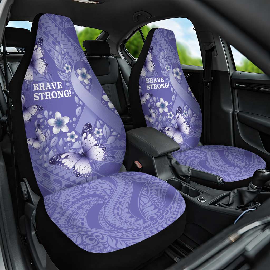 Polynesia Stomach Cancer Awareness Car Seat Cover Periwinkle Ribbon Brave Strong!