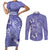 Polynesia Stomach Cancer Awareness Couples Matching Short Sleeve Bodycon Dress and Long Sleeve Button Shirt Periwinkle Ribbon Brave Strong!