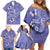 Polynesia Stomach Cancer Awareness Family Matching Off Shoulder Short Dress and Hawaiian Shirt Periwinkle Ribbon Brave Strong!