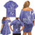 Polynesia Stomach Cancer Awareness Family Matching Off Shoulder Short Dress and Hawaiian Shirt Periwinkle Ribbon Brave Strong!