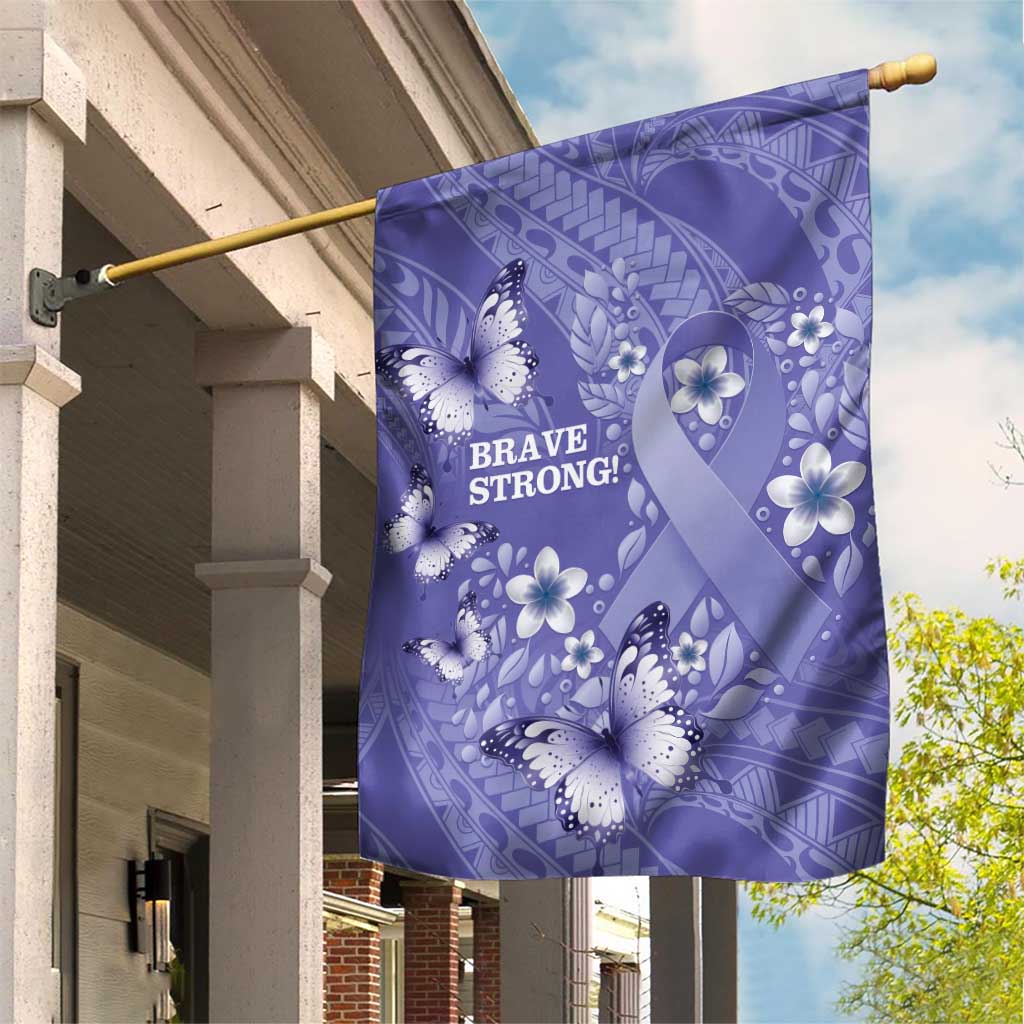 Polynesia Stomach Cancer Awareness Garden Flag Periwinkle Ribbon Brave Strong! LT14 House Flag Periwinkle - Polynesian Pride