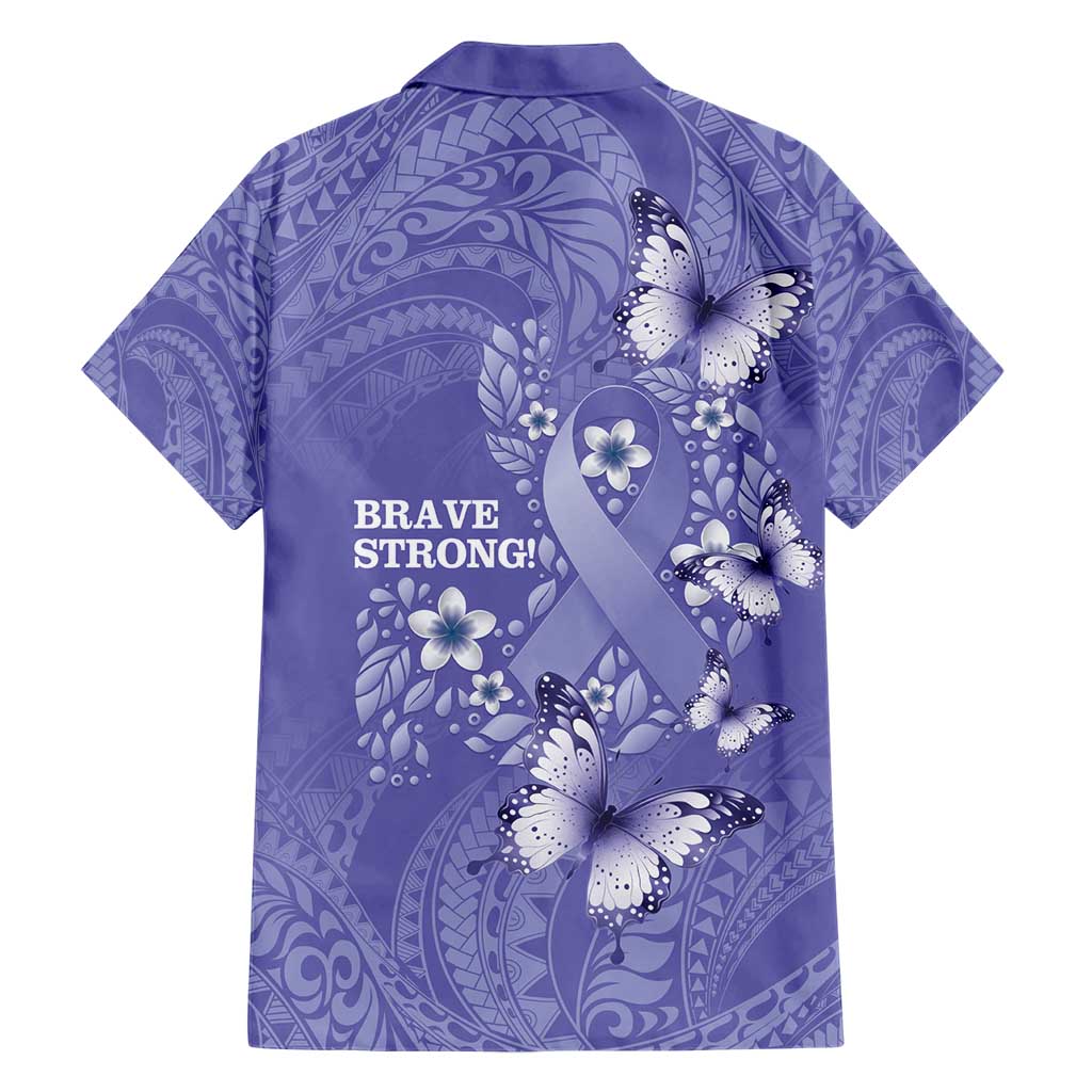 Polynesia Stomach Cancer Awareness Hawaiian Shirt Periwinkle Ribbon Brave Strong! LT14 - Polynesian Pride