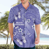 Polynesia Stomach Cancer Awareness Hawaiian Shirt Periwinkle Ribbon Brave Strong! LT14 - Polynesian Pride