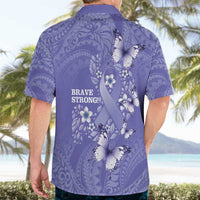 Polynesia Stomach Cancer Awareness Hawaiian Shirt Periwinkle Ribbon Brave Strong! LT14 - Polynesian Pride