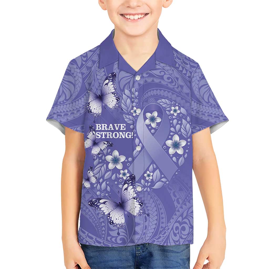 Polynesia Stomach Cancer Awareness Hawaiian Shirt Periwinkle Ribbon Brave Strong! LT14 - Polynesian Pride