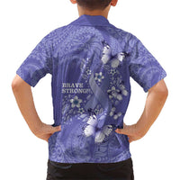 Polynesia Stomach Cancer Awareness Hawaiian Shirt Periwinkle Ribbon Brave Strong! LT14 - Polynesian Pride