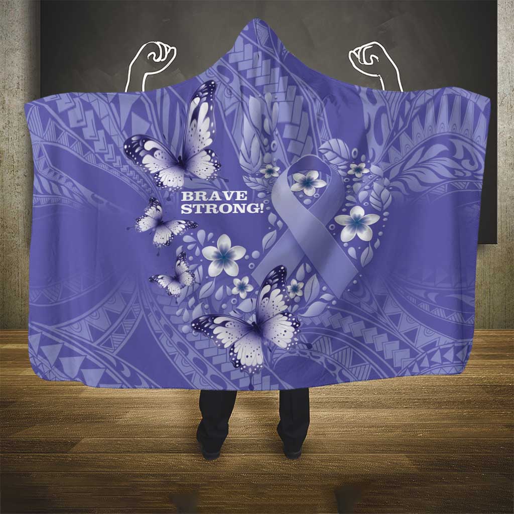 Polynesia Stomach Cancer Awareness Hooded Blanket Periwinkle Ribbon Brave Strong! LT14 - Polynesian Pride
