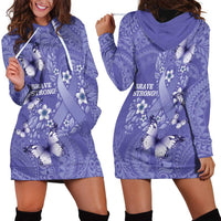 Polynesia Stomach Cancer Awareness Hoodie Dress Periwinkle Ribbon Brave Strong! LT14 - Polynesian Pride