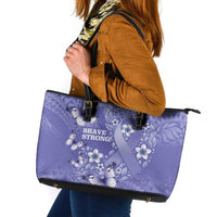 Polynesia Stomach Cancer Awareness Leather Tote Bag Periwinkle Ribbon Brave Strong! LT14 Periwinkle - Polynesian Pride