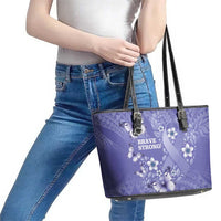 Polynesia Stomach Cancer Awareness Leather Tote Bag Periwinkle Ribbon Brave Strong! LT14 - Polynesian Pride