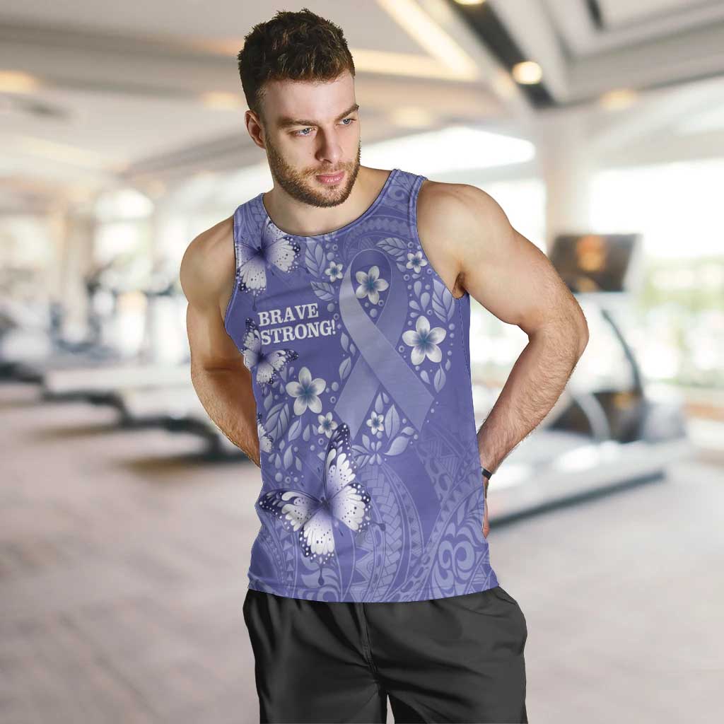 Polynesia Stomach Cancer Awareness Men Tank Top Periwinkle Ribbon Brave Strong! LT14 Periwinkle - Polynesian Pride