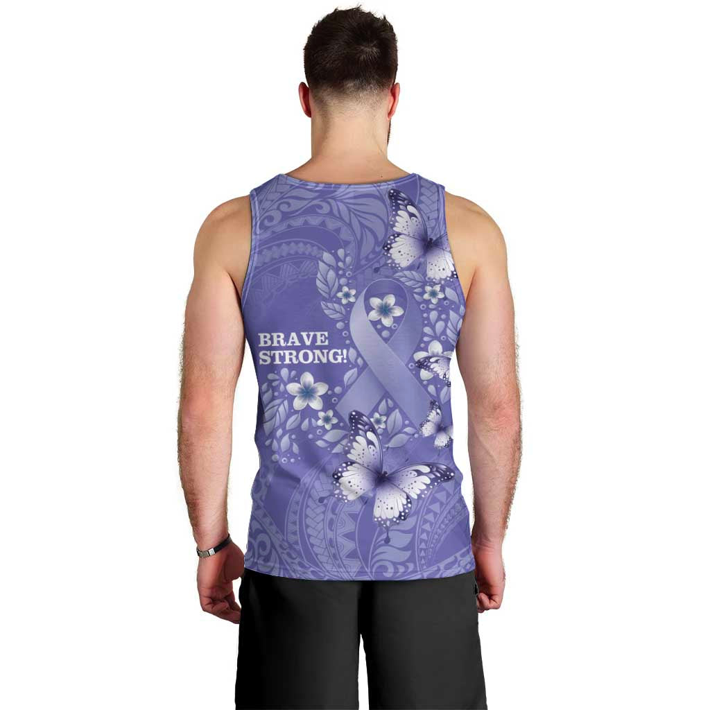 Polynesia Stomach Cancer Awareness Men Tank Top Periwinkle Ribbon Brave Strong! LT14 - Polynesian Pride