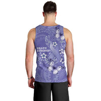 Polynesia Stomach Cancer Awareness Men Tank Top Periwinkle Ribbon Brave Strong! LT14 - Polynesian Pride