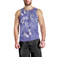 Polynesia Stomach Cancer Awareness Men Tank Top Periwinkle Ribbon Brave Strong! LT14 - Polynesian Pride
