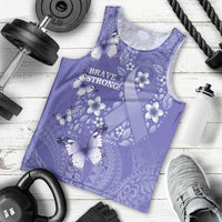 Polynesia Stomach Cancer Awareness Men Tank Top Periwinkle Ribbon Brave Strong! LT14 - Polynesian Pride
