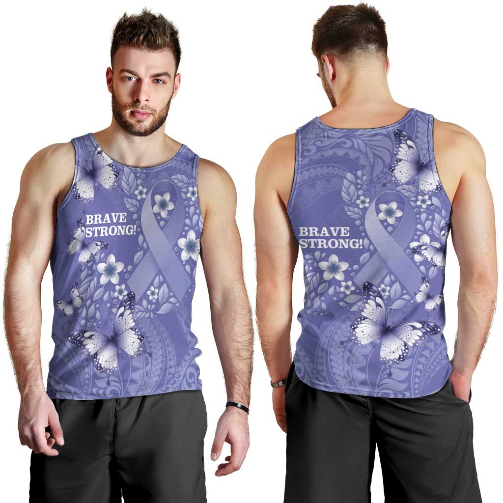 Polynesia Stomach Cancer Awareness Men Tank Top Periwinkle Ribbon Brave Strong! LT14 - Polynesian Pride