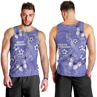 Polynesia Stomach Cancer Awareness Men Tank Top Periwinkle Ribbon Brave Strong! LT14 - Polynesian Pride