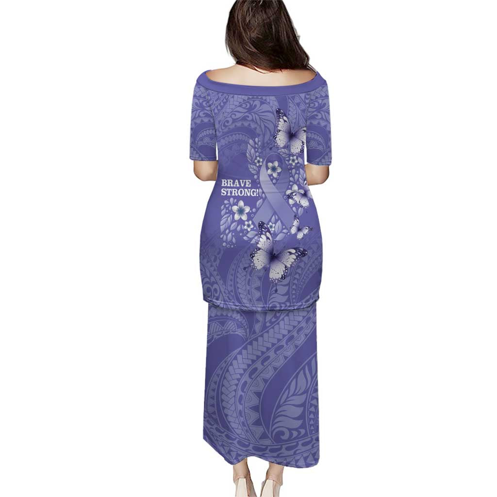 Polynesia Stomach Cancer Awareness Puletasi Periwinkle Ribbon Brave Strong! LT14 - Polynesian Pride