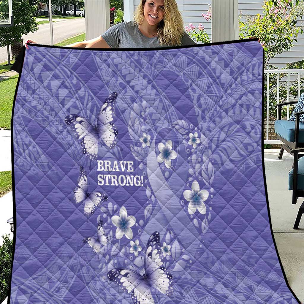 Polynesia Stomach Cancer Awareness Quilt Periwinkle Ribbon Brave Strong!