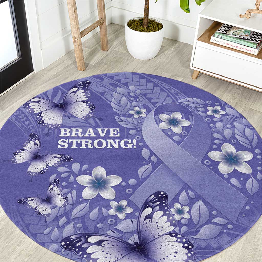 Polynesia Stomach Cancer Awareness Round Carpet Periwinkle Ribbon Brave Strong!