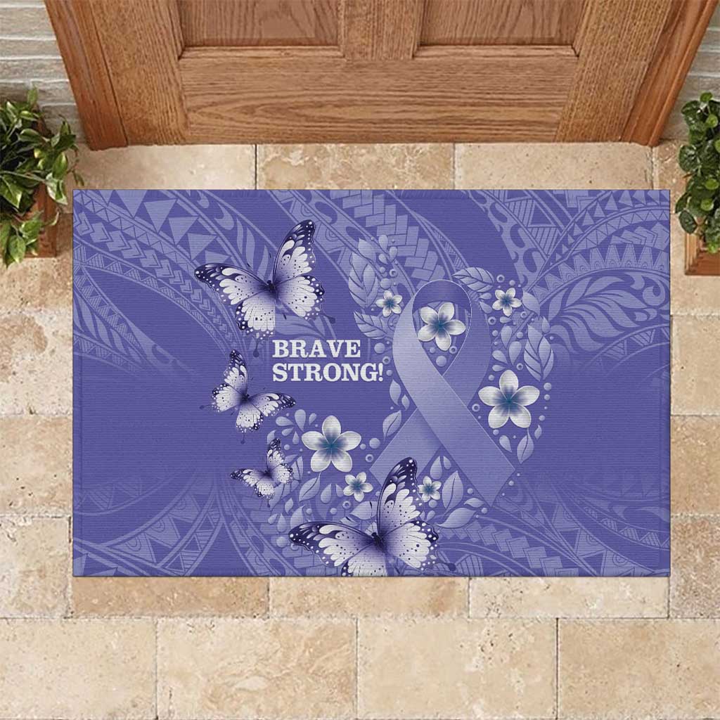 Polynesia Stomach Cancer Awareness Rubber Doormat Periwinkle Ribbon Brave Strong! LT14 Periwinkle - Polynesian Pride