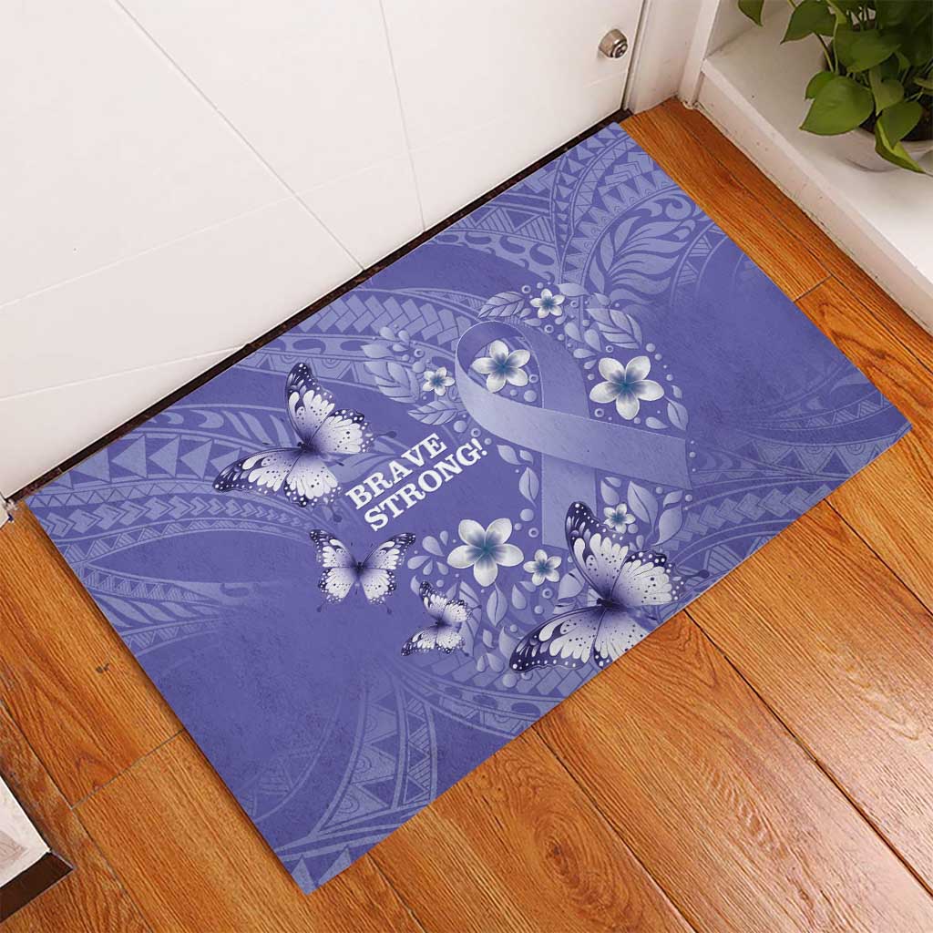 Polynesia Stomach Cancer Awareness Rubber Doormat Periwinkle Ribbon Brave Strong! LT14 - Polynesian Pride