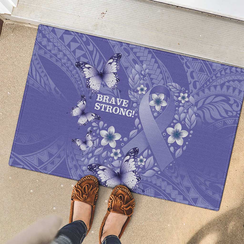Polynesia Stomach Cancer Awareness Rubber Doormat Periwinkle Ribbon Brave Strong! LT14 - Polynesian Pride