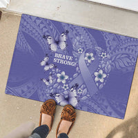 Polynesia Stomach Cancer Awareness Rubber Doormat Periwinkle Ribbon Brave Strong! LT14 - Polynesian Pride