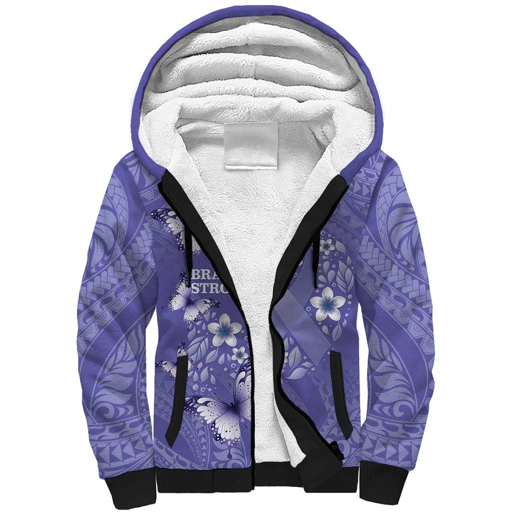 Polynesia Stomach Cancer Awareness Sherpa Hoodie Periwinkle Ribbon Brave Strong! LT14 Unisex Periwinkle - Polynesian Pride