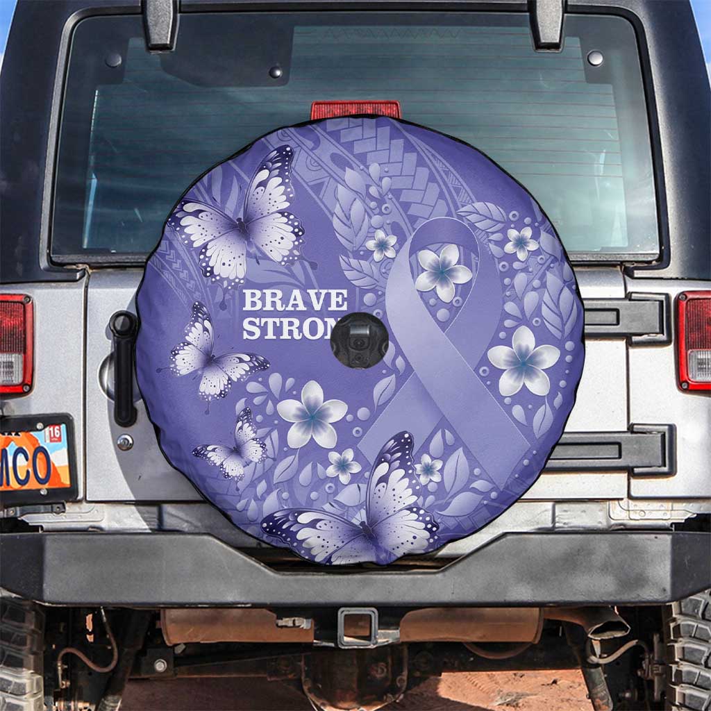 Polynesia Stomach Cancer Awareness Spare Tire Cover Periwinkle Ribbon Brave Strong! LT14 Periwinkle - Polynesian Pride