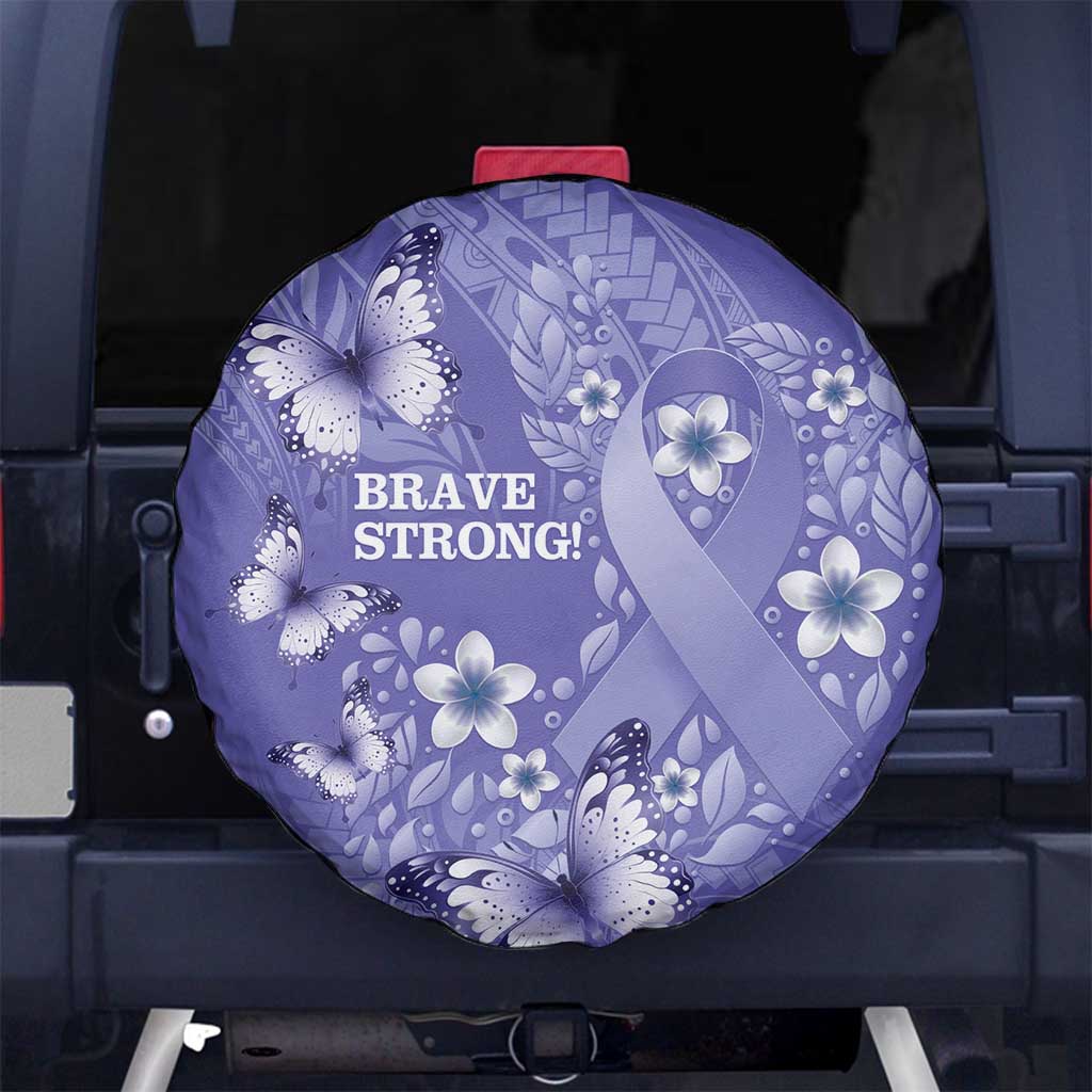 Polynesia Stomach Cancer Awareness Spare Tire Cover Periwinkle Ribbon Brave Strong! LT14 - Polynesian Pride