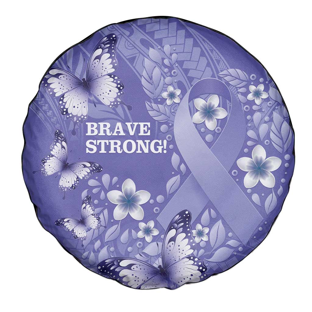 Polynesia Stomach Cancer Awareness Spare Tire Cover Periwinkle Ribbon Brave Strong! LT14 - Polynesian Pride