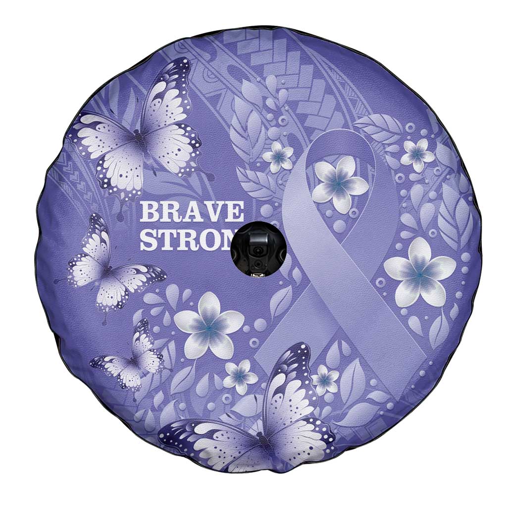 Polynesia Stomach Cancer Awareness Spare Tire Cover Periwinkle Ribbon Brave Strong! LT14 - Polynesian Pride