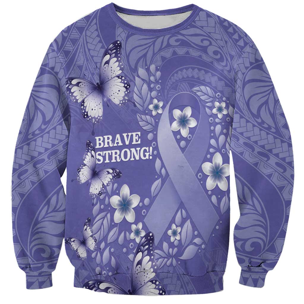 Polynesia Stomach Cancer Awareness Sweatshirt Periwinkle Ribbon Brave Strong! LT14 Unisex Periwinkle - Polynesian Pride