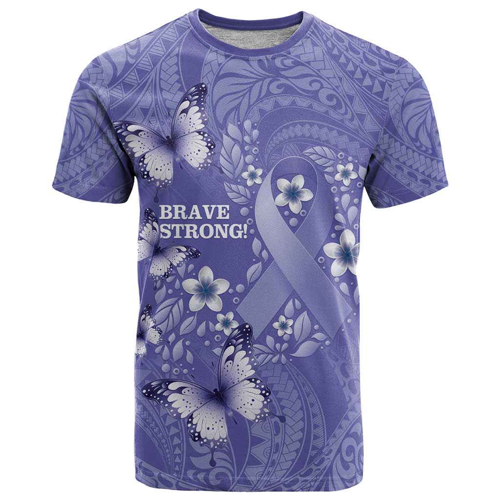 Polynesia Stomach Cancer Awareness T Shirt Periwinkle Ribbon Brave Strong! LT14 Periwinkle - Polynesian Pride