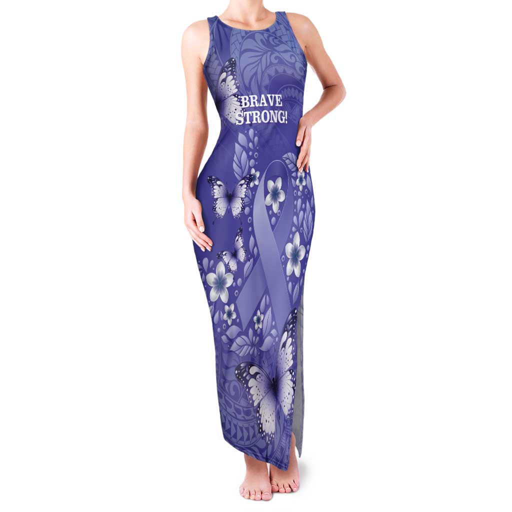 Polynesia Stomach Cancer Awareness Tank Maxi Dress Periwinkle Ribbon Brave Strong! LT14 Women Periwinkle - Polynesian Pride