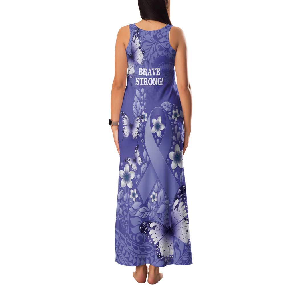 Polynesia Stomach Cancer Awareness Tank Maxi Dress Periwinkle Ribbon Brave Strong! LT14 - Polynesian Pride