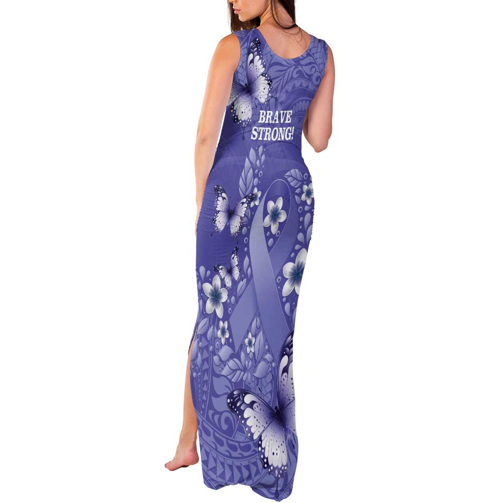 Polynesia Stomach Cancer Awareness Tank Maxi Dress Periwinkle Ribbon Brave Strong! LT14 - Polynesian Pride